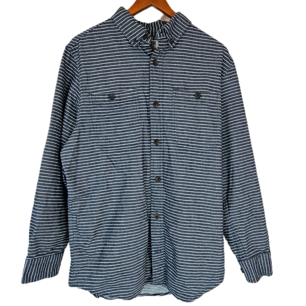 Duluth Trading Co Slim Fit Cotton Button Down Shirt Men's Large Woven Outdoors